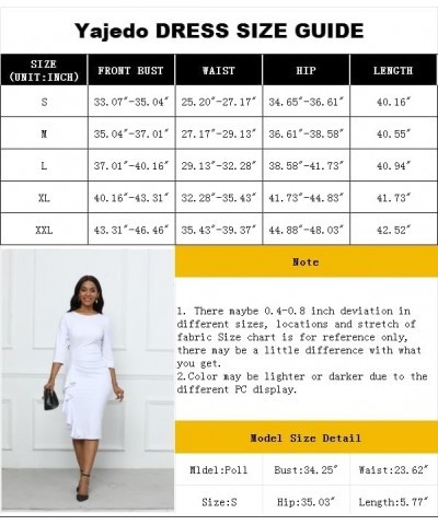 Church Dresses for Women 3/4 Sleeve Bodycon Ruffle Vintage Work Midi Pencil Dress 1apricot $26.54 Dresses