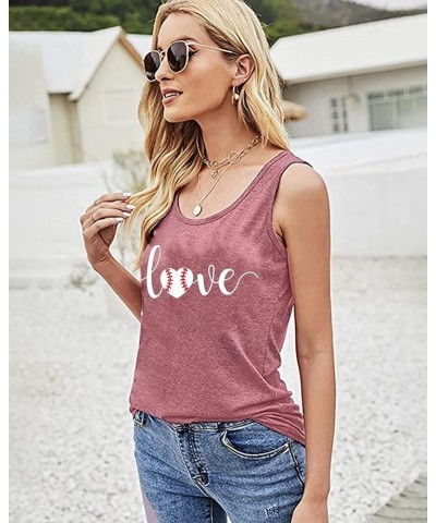 Love Baseball Mom Racerback Tank Tops Women Summer Casual Cute Sleeveless Shirts Tee Pink $12.75 Tanks