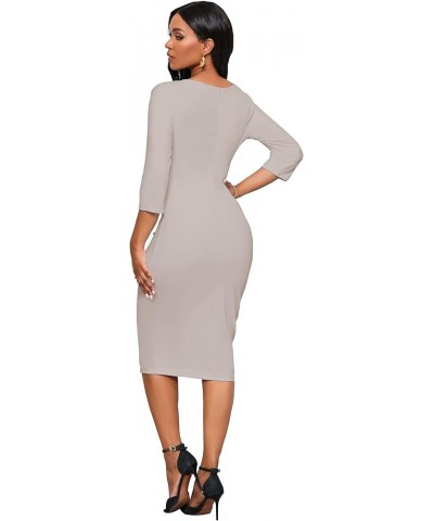 Church Dresses for Women 3/4 Sleeve Bodycon Ruffle Vintage Work Midi Pencil Dress 1apricot $26.54 Dresses