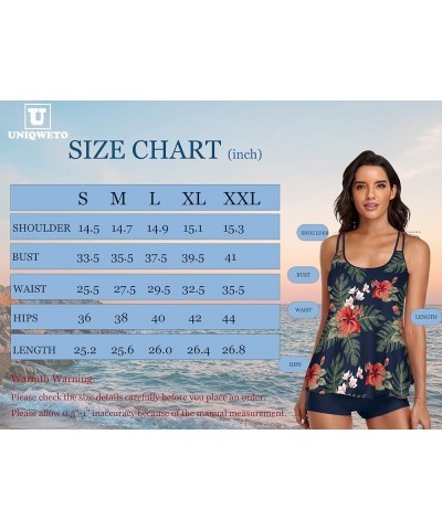 Flowy Tankini Bathing Suits for Women Tummy Control Swimsuits Two Piece Swimwear Tank Top with Boyshorts Colorful Leaves New ...