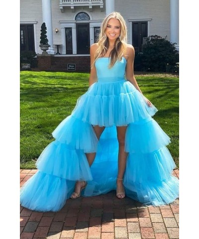 High Low Tulle Prom Dress for Women Long Tiered Ruffled Ball Gown Formal Party Dress Evening Gowns Sage Green $40.03 Dresses