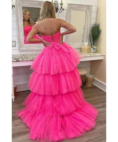 High Low Tulle Prom Dress for Women Long Tiered Ruffled Ball Gown Formal Party Dress Evening Gowns Sage Green $40.03 Dresses