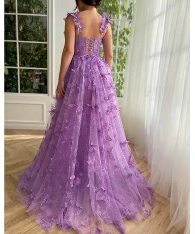 3D Butterflies Tulle Prom Dresses with Slit Sweetheart Formal Evening Dresses with Pockets CYM205 Coral $39.00 Dresses