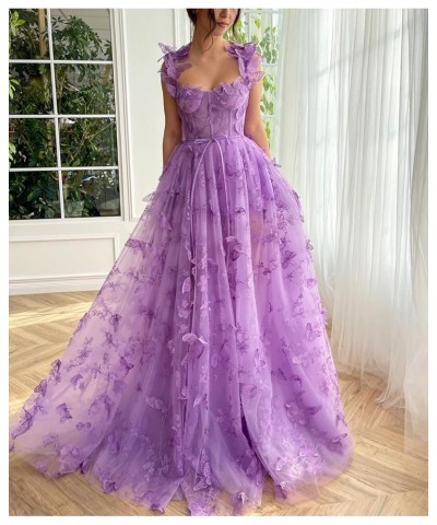 3D Butterflies Tulle Prom Dresses with Slit Sweetheart Formal Evening Dresses with Pockets CYM205 Coral $39.00 Dresses