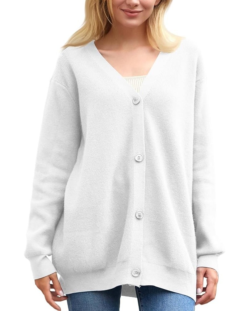 Women's Long Sleeve Button Down Classic Chunky Cardigan Knit Open Front Sweater White $20.25 Sweaters