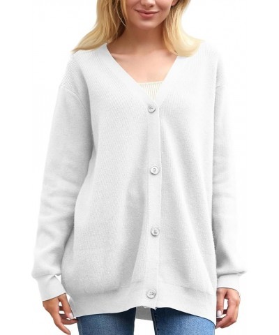 Women's Long Sleeve Button Down Classic Chunky Cardigan Knit Open Front Sweater White $20.25 Sweaters