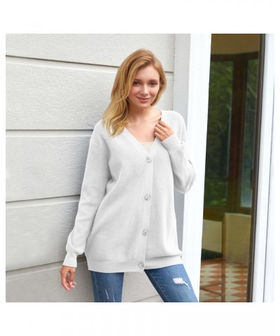 Women's Long Sleeve Button Down Classic Chunky Cardigan Knit Open Front Sweater White $20.25 Sweaters