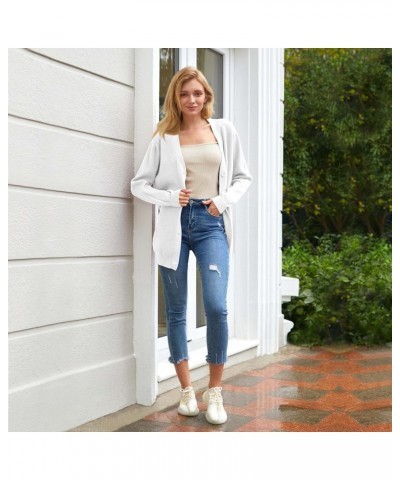 Women's Long Sleeve Button Down Classic Chunky Cardigan Knit Open Front Sweater White $20.25 Sweaters