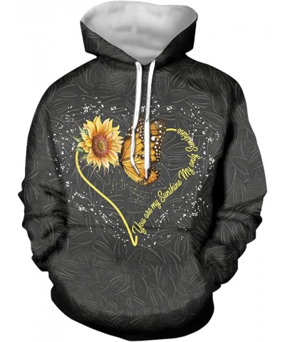 Women Casual Hoodie Long Sleeve Sweatshirt with Pocket Sunflowers and Butterflies $18.28 Hoodies & Sweatshirts