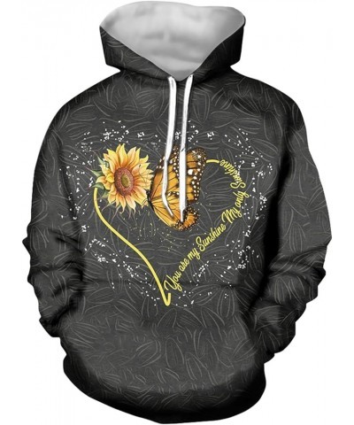 Women Casual Hoodie Long Sleeve Sweatshirt with Pocket Sunflowers and Butterflies $18.28 Hoodies & Sweatshirts