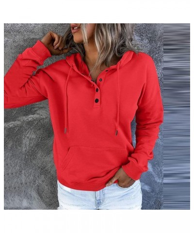 Womens Fall Fashion Hooded Sweatshirt Long Sleeve Button Drawstring Tops Casual Loose Solid/Printed Hoodies S-3XL Hot Pink $6...