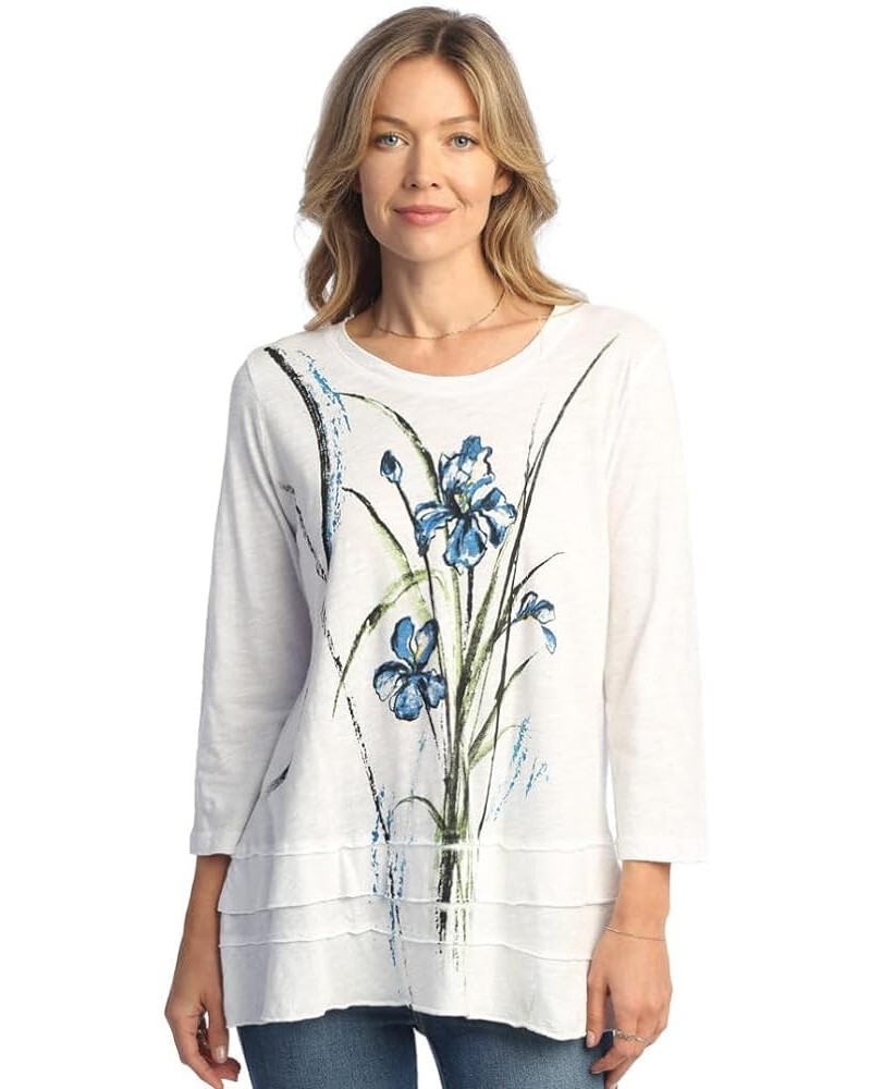 Floral Print Layered Tunic Top Ashley White $34.86 Tops