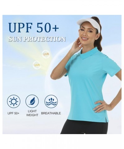 Golf Shirts Women Dri Fit Golf Wear for Women Moisture Wicking Collared Golf Shirts Sky Blue X-Small X-Small A02-sky Blue $8....