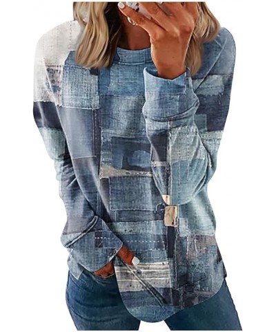 Womens Crewneck Sweatshirts Loose Fit Long Sleeve Tops Fashion Dressy Casual Lightweight Tunic Pullover 2a-blue $9.73 Hoodies...