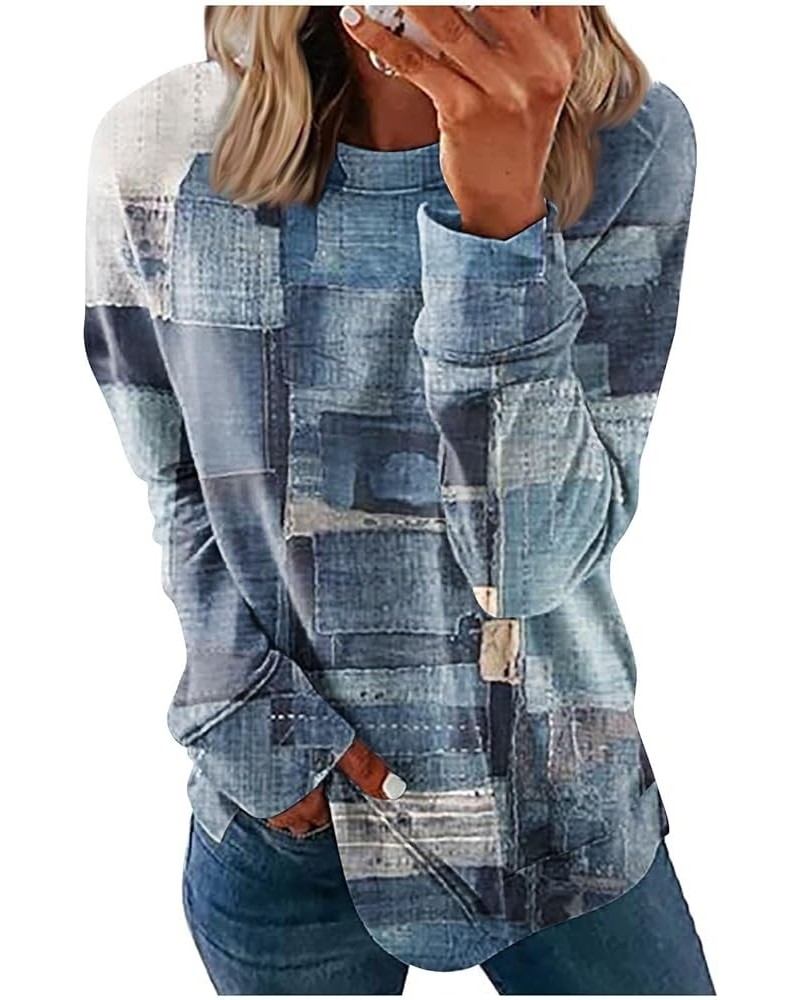 Womens Crewneck Sweatshirts Loose Fit Long Sleeve Tops Fashion Dressy Casual Lightweight Tunic Pullover 2a-blue $9.73 Hoodies...