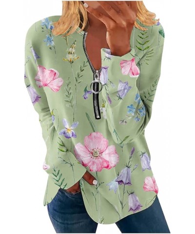 Sweatshirts for Women Casual Loose Long Sleeve Zipper V Neck Shirts Pullover Ladies Floral Printed Tops and Blouses 2023 2 gr...