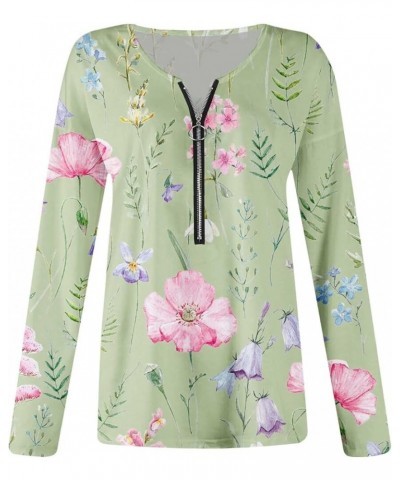 Sweatshirts for Women Casual Loose Long Sleeve Zipper V Neck Shirts Pullover Ladies Floral Printed Tops and Blouses 2023 2 gr...