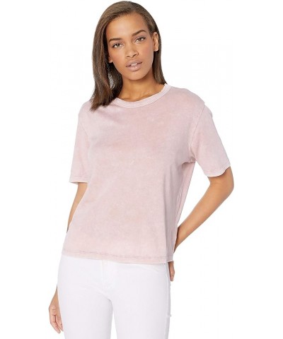 Women's Crewneck Short Sleeve Tee T-Shirt Pink & Beige $23.35 T-Shirts