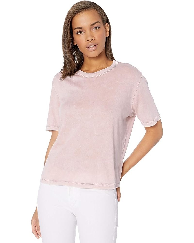 Women's Crewneck Short Sleeve Tee T-Shirt Pink & Beige $23.35 T-Shirts