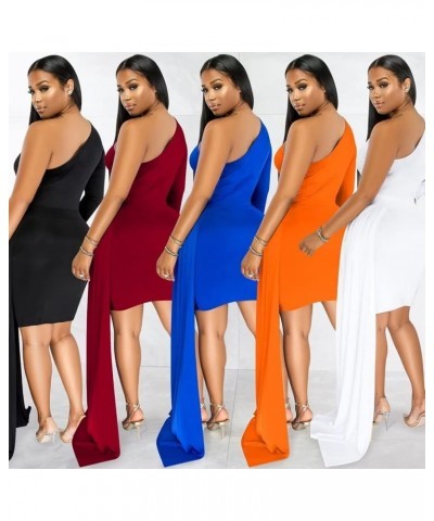 Women's One Shoulder Ruched Irregular Dress Sexy Date Night Party Dresses Long Sleeve Bodycon Mini Dress Wine Red $18.99 Dresses