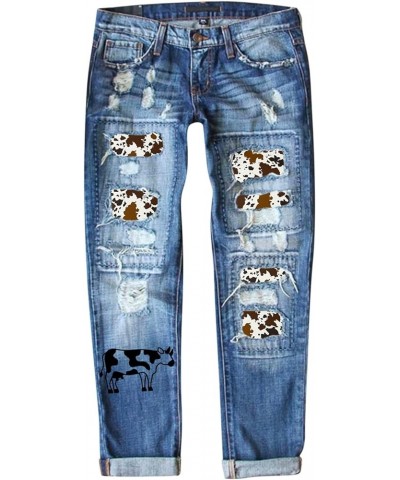 Good American Jeans Patchwork Pants Ripped Jeans Baseball Patch Jeans Straight Leg Jeans Distressed Jeans for Brown-c $19.36 ...