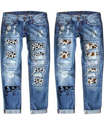 Good American Jeans Patchwork Pants Ripped Jeans Baseball Patch Jeans Straight Leg Jeans Distressed Jeans for Brown-c $19.36 ...