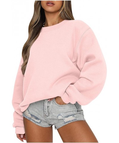 Oversized Sweatshirt for Women Crewneck Long Sleeve Shirts Y2K Hoodie Pullover Trendy Loose Basic Tops Fall Clothes B-pink $8...
