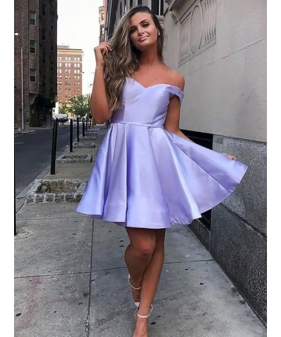 Off Shoulder Satin Homecoming Dress with Pockets A Line Sweetheart Sleeveless Short Prom Dress CA42 Dusty Rose $25.75 Dresses