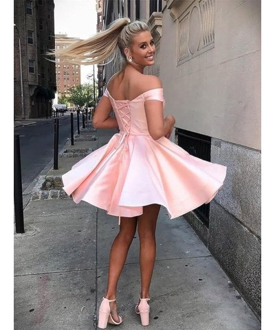 Off Shoulder Satin Homecoming Dress with Pockets A Line Sweetheart Sleeveless Short Prom Dress CA42 Dusty Rose $25.75 Dresses