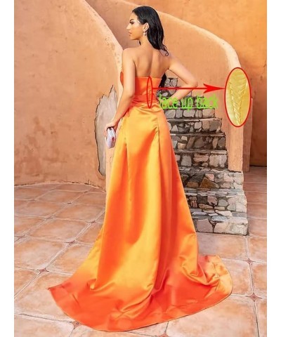 Women's Mermaid Prom Dresses Sequin Beaded Ball Gown Long Satin Formal Evening Gowns with high Slit Hot Pink $32.25 Dresses