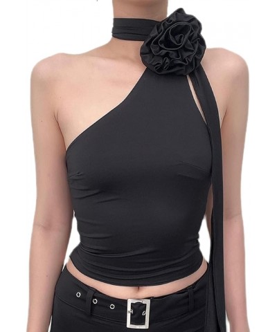 Women Sexy Halter Tank Tops Off Shoulder Hollow Backless Bandage Tube Top Y2k Sleeveless Scarf Crop Shirt Vintage M Black a $...