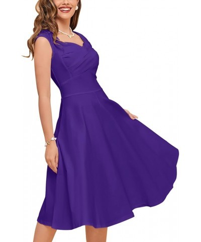 Women's 1950s Vintage Capshoulder Wedding Retro Swing Dress Blueviolet $18.44 Dresses