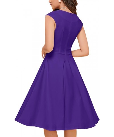 Women's 1950s Vintage Capshoulder Wedding Retro Swing Dress Blueviolet $18.44 Dresses