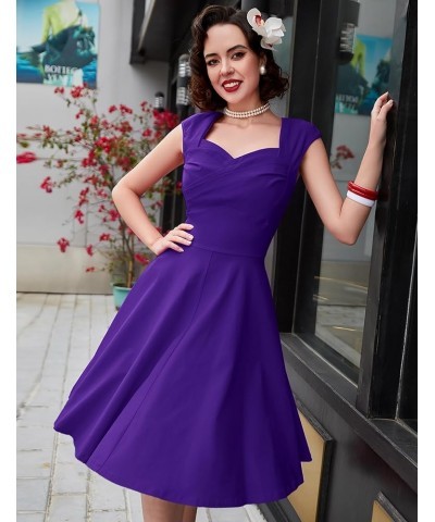 Women's 1950s Vintage Capshoulder Wedding Retro Swing Dress Blueviolet $18.44 Dresses