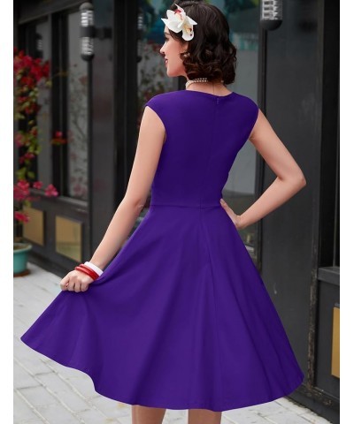 Women's 1950s Vintage Capshoulder Wedding Retro Swing Dress Blueviolet $18.44 Dresses