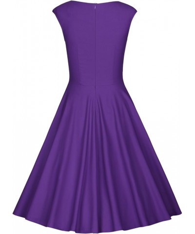 Women's 1950s Vintage Capshoulder Wedding Retro Swing Dress Blueviolet $18.44 Dresses