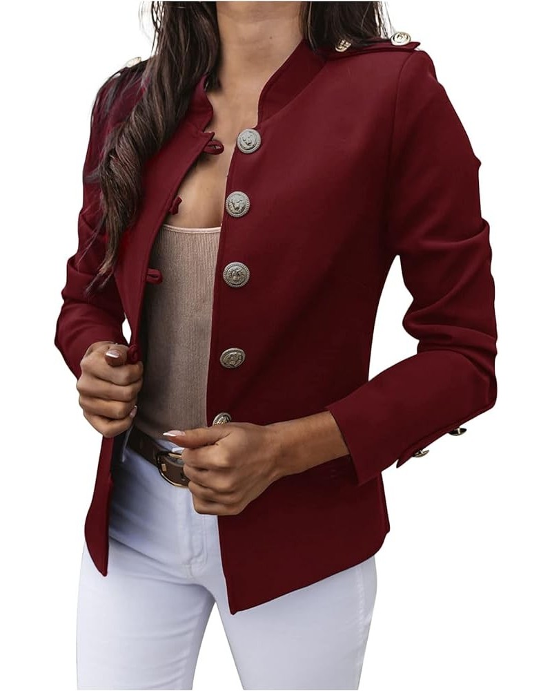 Blazer Jackets for Womens Mock Neck Button Jacket Open Front Cardigan Blouse Tops Business Casual Suit Coats Wine $9.68 Blazers