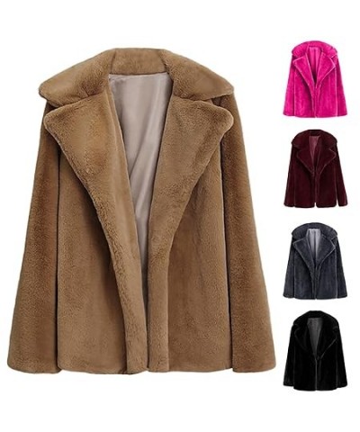 Women's Winter Thicken Plush Coat Solid Color Casual Button Warm Loose Overcoat with Pockets Scrub Fleece Jackets for Women (...