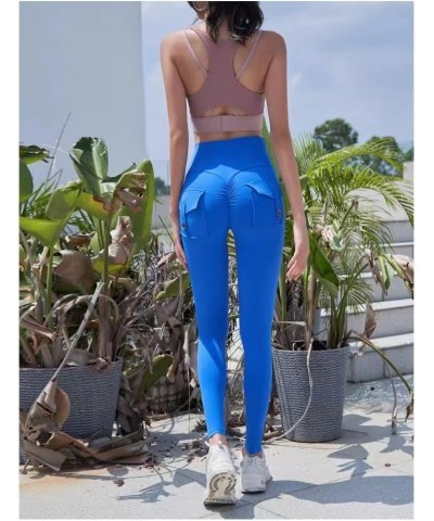 Scrunch Butt Leggings with Pockets for Women High Waist Tight Cargo Pants Work Pants Gym Workout Leggings Brightblue $12.47 A...