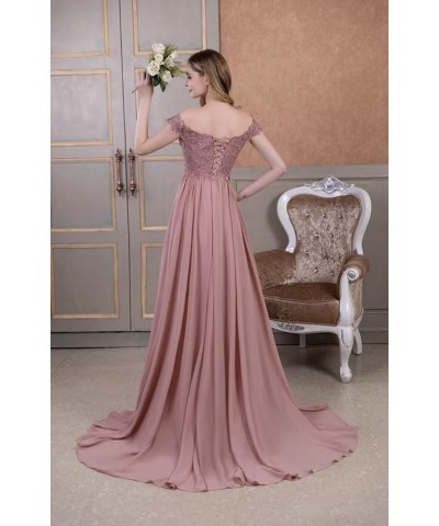 Laces Chiffon Prom Dresses for Women Off Shoulder Long Slit Bridesmiad Formal Evening Party Gown ZS28 Jade $37.68 Dresses