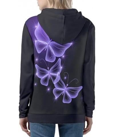 Women's Fashion Hoodies Sweatshirts Cute Zip Up Hoodies for Long Sleeve Active Hoodie Costume Tops Butterfly Purple and Black...