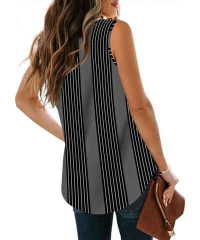 Womens Tank Tops Summer Tops Casual Cami Shirts Basic Lace up Blouse S-XL B-black Striped $10.99 Tanks