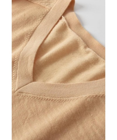 Women's Merino Wool Sweater Casual Lightweight V Neck Raglan Sleeve Knit Top Loose Pullover Camel $29.57 Sweaters