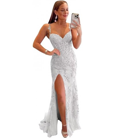 Mermaid Prom Dresses for Women Long Spaghetti Strap Formal Evening Gown Silver $40.28 Dresses
