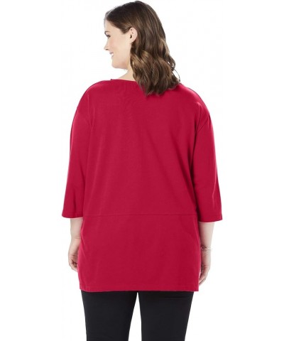 Women's Plus Size Zipper Pocket Tunic Deep Claret $19.11 Others