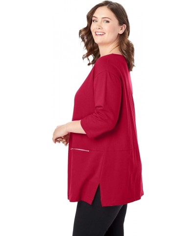 Women's Plus Size Zipper Pocket Tunic Deep Claret $19.11 Others