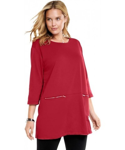 Women's Plus Size Zipper Pocket Tunic Deep Claret $19.11 Others