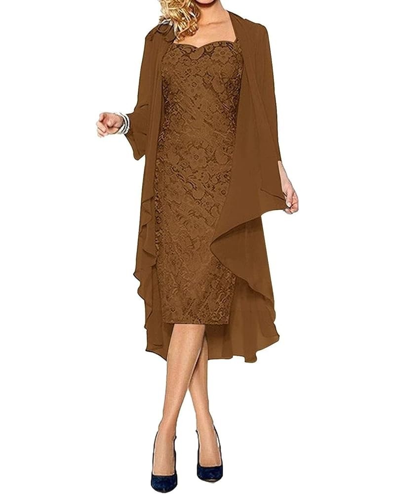 Mother of The Bride Dresses for Wedding Plus Size Jacket Chiffon Dresses for Women 2023 Brown $32.39 Dresses