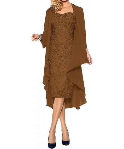 Mother of The Bride Dresses for Wedding Plus Size Jacket Chiffon Dresses for Women 2023 Brown $32.39 Dresses