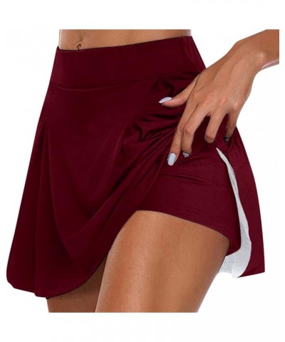 Women Athletic Golf Skorts Pleated Tennis Skirt Built-in Shorts Golf Active Skirts for Sports Running Gym Training Z15-wine $...